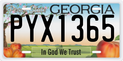 GA license plate PYX1365