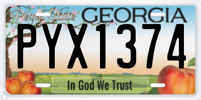 GA license plate PYX1374