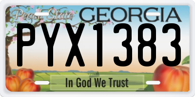 GA license plate PYX1383