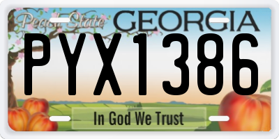 GA license plate PYX1386