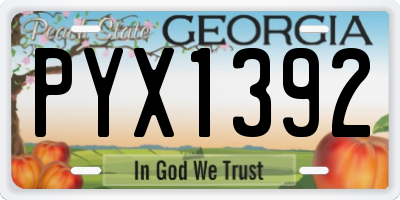 GA license plate PYX1392