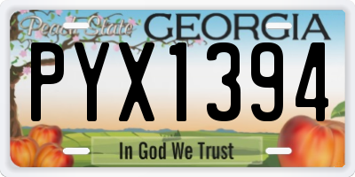 GA license plate PYX1394