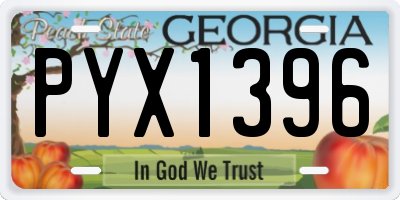 GA license plate PYX1396
