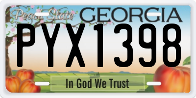 GA license plate PYX1398
