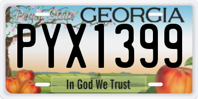 GA license plate PYX1399