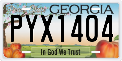 GA license plate PYX1404