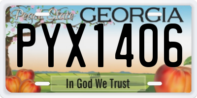 GA license plate PYX1406