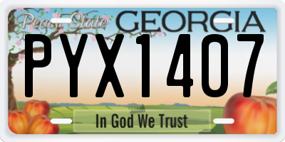 GA license plate PYX1407