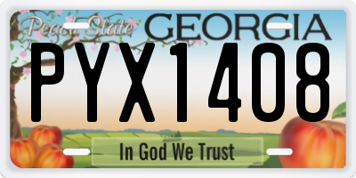 GA license plate PYX1408