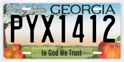 GA license plate PYX1412