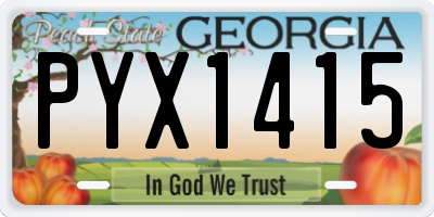 GA license plate PYX1415