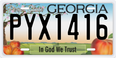 GA license plate PYX1416