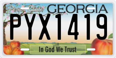 GA license plate PYX1419