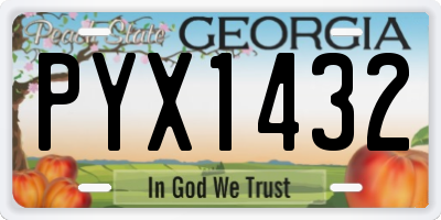 GA license plate PYX1432