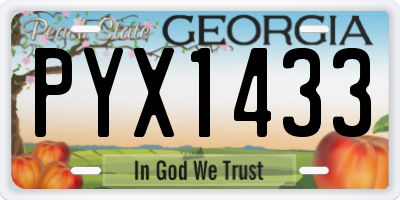 GA license plate PYX1433