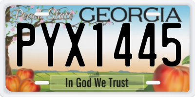 GA license plate PYX1445
