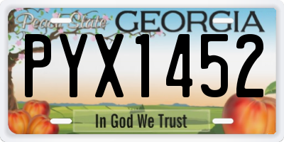 GA license plate PYX1452