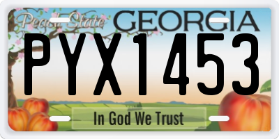 GA license plate PYX1453