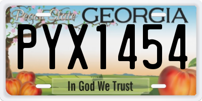 GA license plate PYX1454