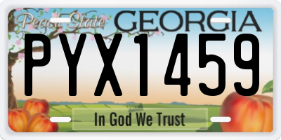GA license plate PYX1459