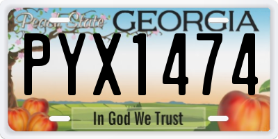 GA license plate PYX1474