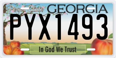 GA license plate PYX1493