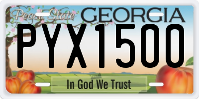 GA license plate PYX1500