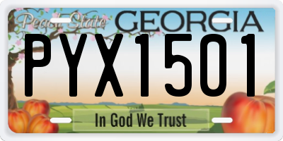 GA license plate PYX1501