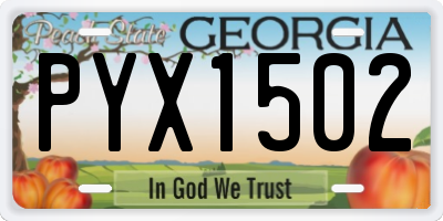 GA license plate PYX1502