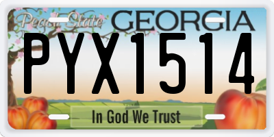 GA license plate PYX1514