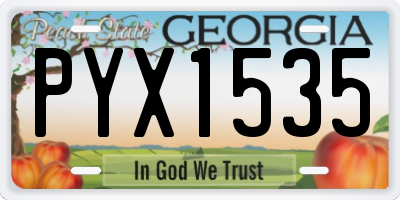GA license plate PYX1535