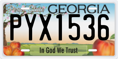 GA license plate PYX1536
