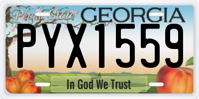 GA license plate PYX1559