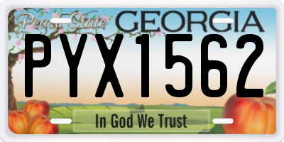 GA license plate PYX1562
