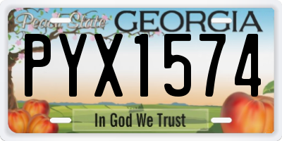 GA license plate PYX1574