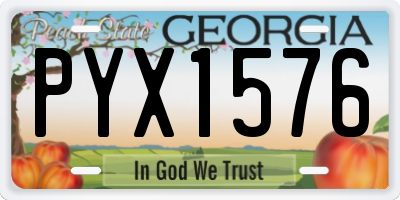 GA license plate PYX1576