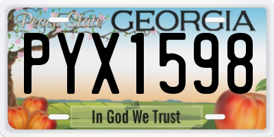 GA license plate PYX1598