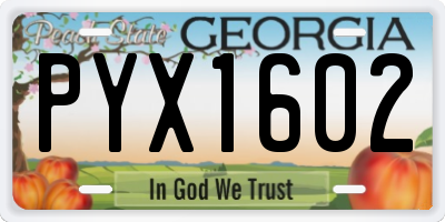 GA license plate PYX1602