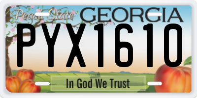 GA license plate PYX1610