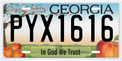 GA license plate PYX1616