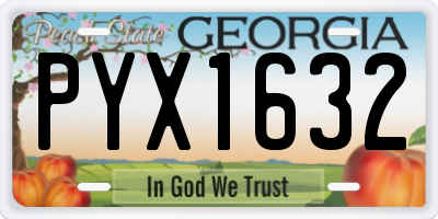GA license plate PYX1632
