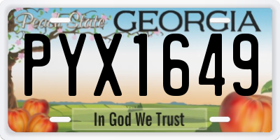 GA license plate PYX1649