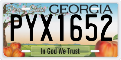GA license plate PYX1652