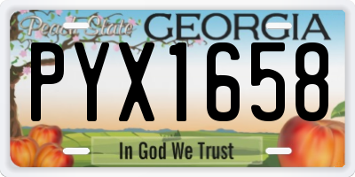 GA license plate PYX1658