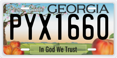 GA license plate PYX1660