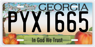 GA license plate PYX1665
