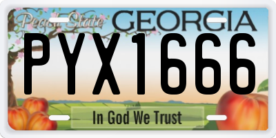 GA license plate PYX1666