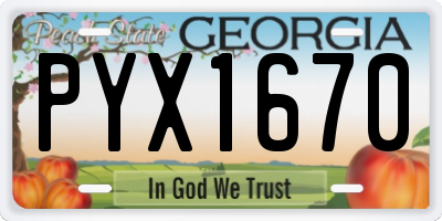 GA license plate PYX1670