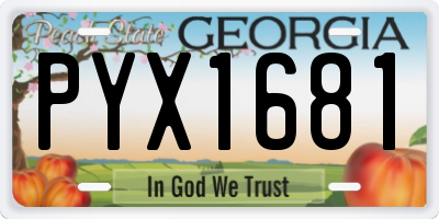 GA license plate PYX1681