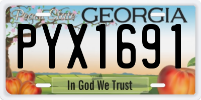 GA license plate PYX1691